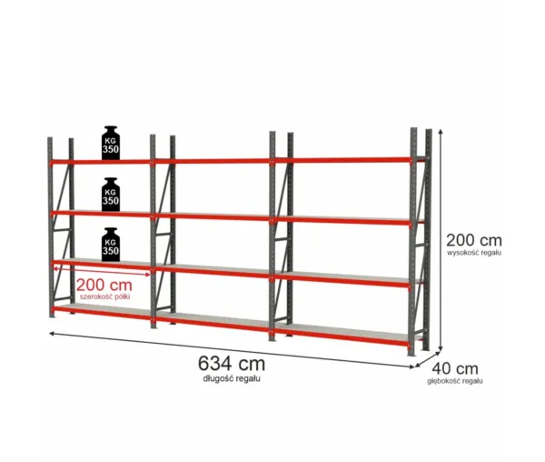 Raft metalic 12 polite, inaltime 200 cm, lungime 634 cm, adancime 40 cm, capacitate 350 kg_img_00
