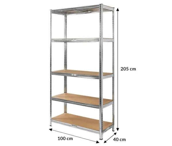 Raft metalic 5 polite BASIC, inaltime 205 cm, lungime 100 cm, adancime 40 cm, polite MDF 175 kg_img_00