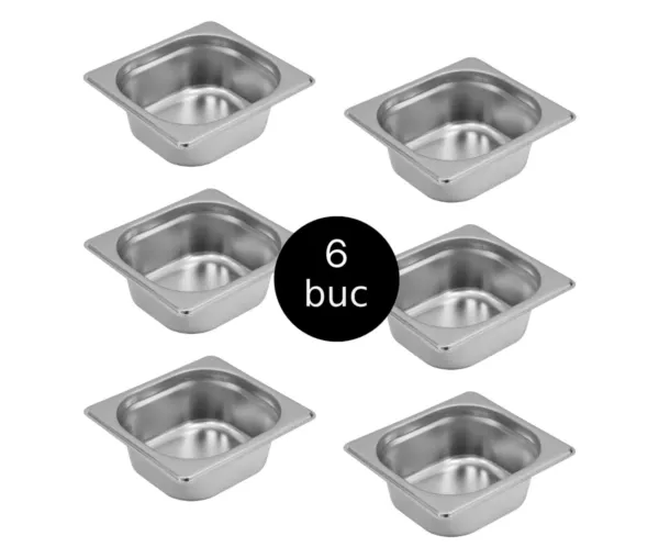Recipient GN 1 6 inox, 17,6x16,2x6,5 cm, set 6 bucati_img_00