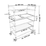 Carucior inox servire 5 rafturi, cadru patrat, dimensiuni 105x50x132 cm, roti blocabile_img_03