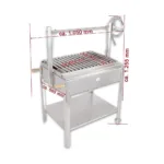 Gratar pe carbuni din inox tip Argentinian, reglabil inaltime, 1050x565x1255 mm, BAG-1_img_02
