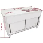 Spalator inox cu dulap, GSB160, 1 cuva partea dreapta, 1600x600x950mm, picioare reglabile_img_02