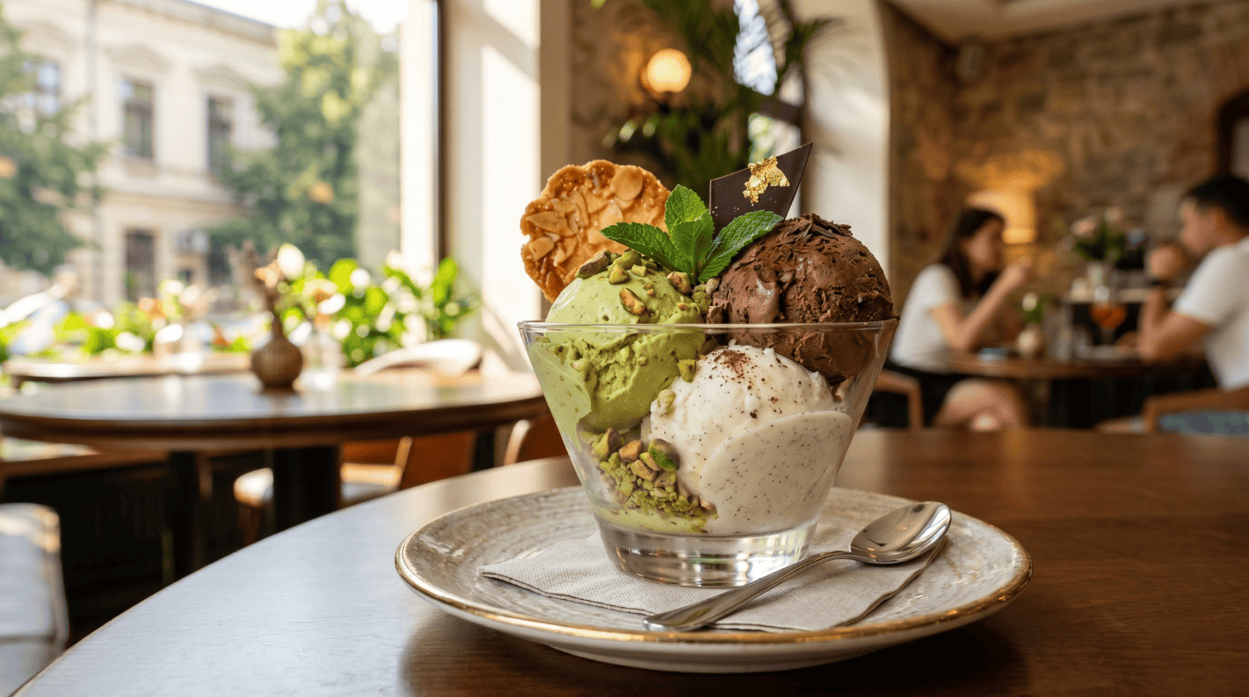 desert rece preparat cu echipamente gelaterie profesionale