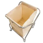 Carucior de rufe pliabil pentru hotel, bej, inox, 62x60x95 cm, capacitate 350 litri_img_04