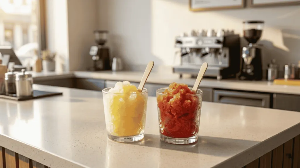 aparat granita pentru băuturi reci cu textură semi-înghețată