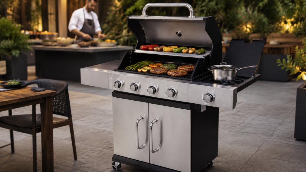 Grătare de grădină pe gaz cu structură din inox pentru terase HoReCa