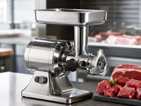 mașină de tocat carne profesională într-o carmangerie modernă
