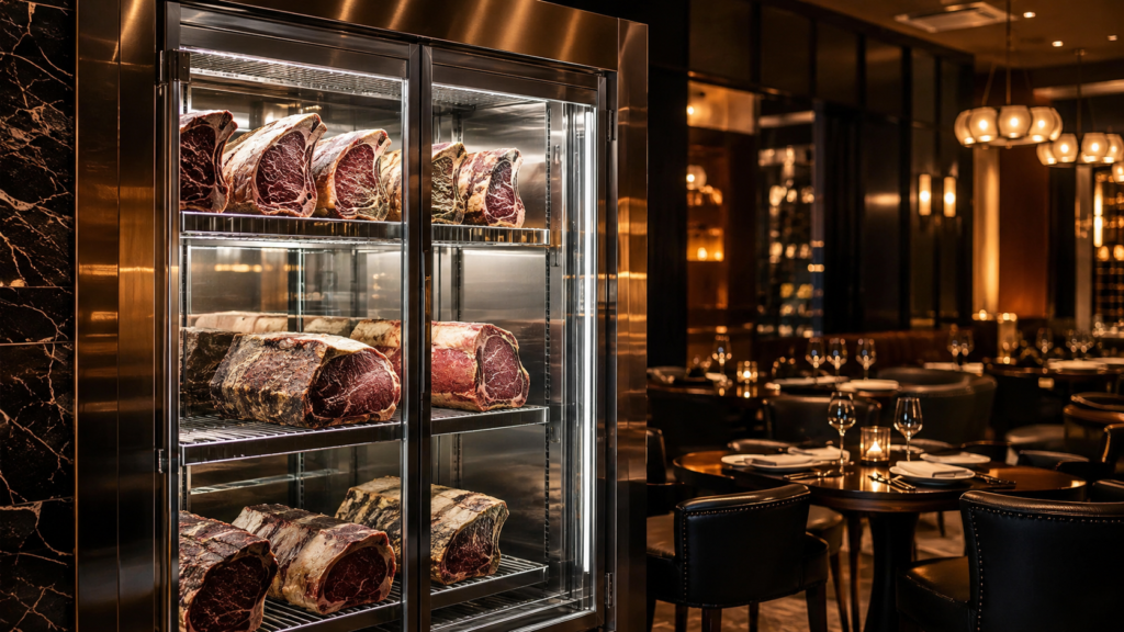 vitrina maturare carne pentru prezentare în restaurant