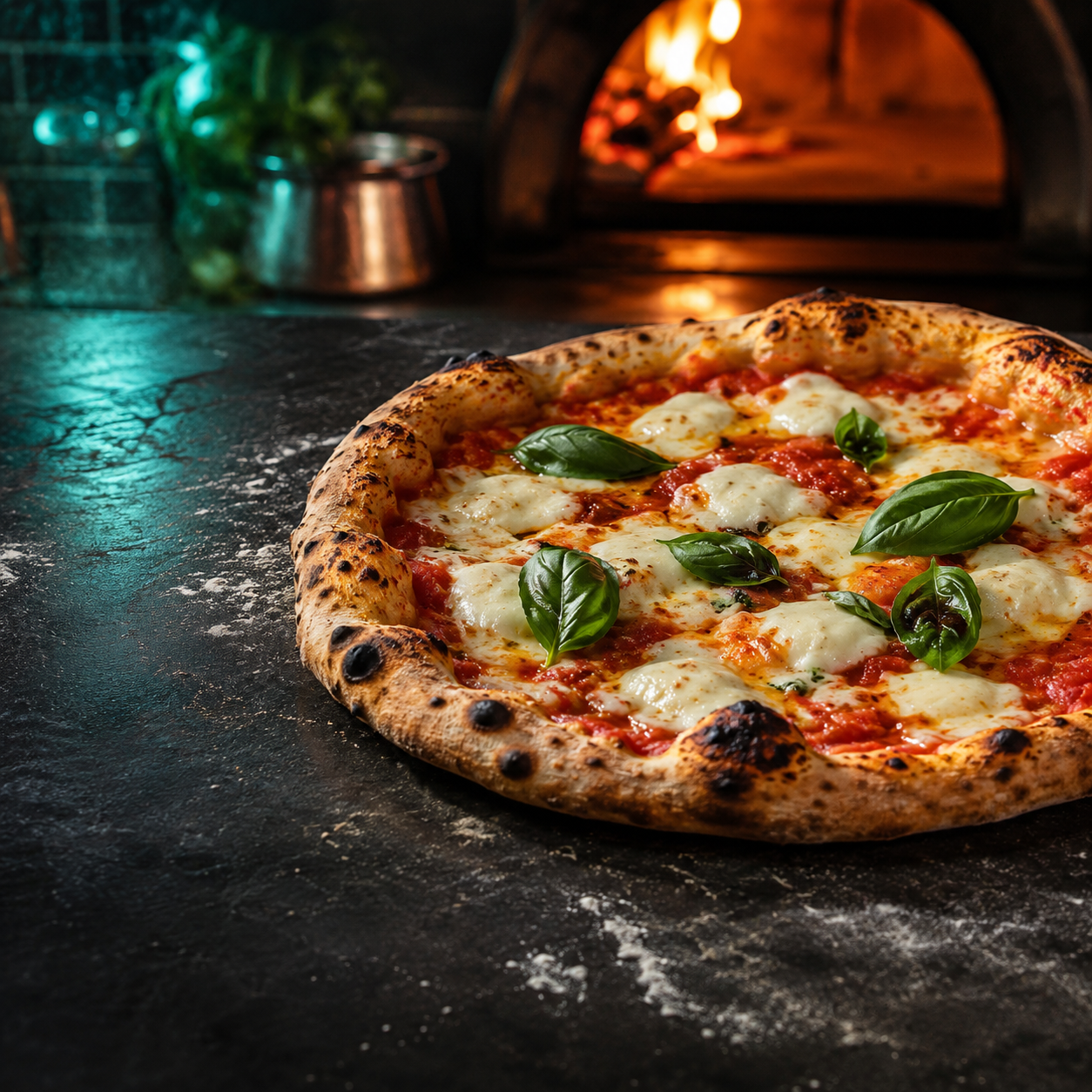 Pizza coapta si servita proaspat