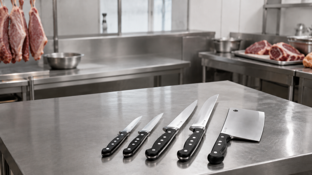 Cuțite de măcelărie și sterilizator pentru utilaje carmangerie