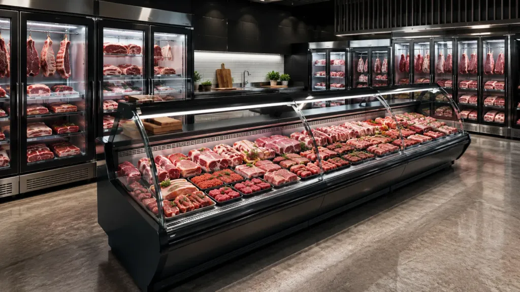 Echipamente frigorifice pentru păstrarea produselor din carne în carmangerie