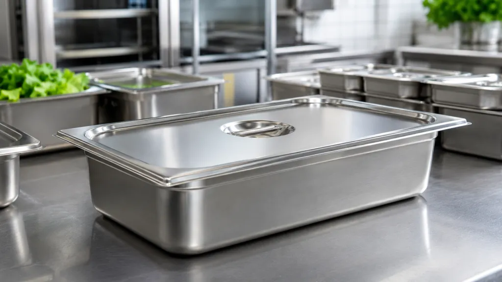tava inox cu capac GN pentru depozitare ingrediente