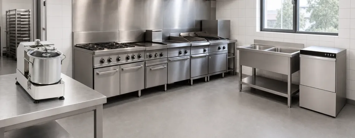 horeca ce inseamna bucătărie profesională HoReCa cu zone de preparare, gătire și spălare