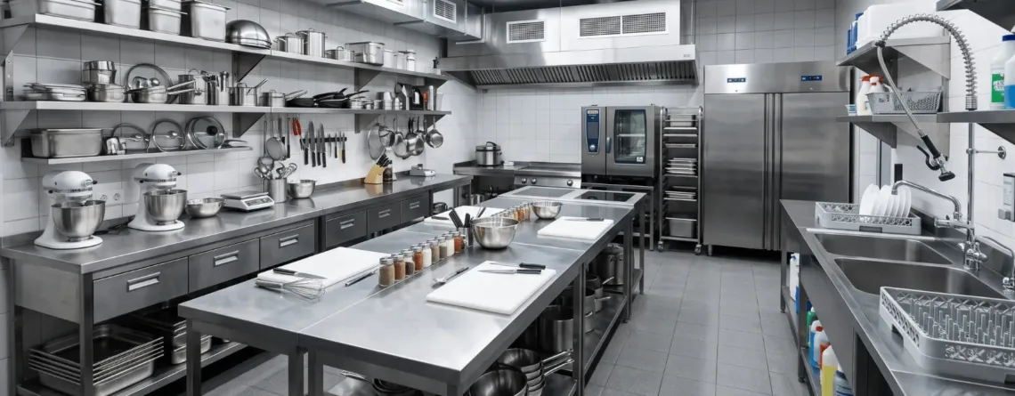 Inox HoReCa AISI 304 430 201 în bucătărie profesională cu mobilier inox