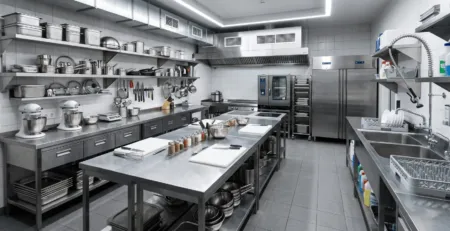 Inox HoReCa AISI 304 430 201 în bucătărie profesională cu mobilier inox