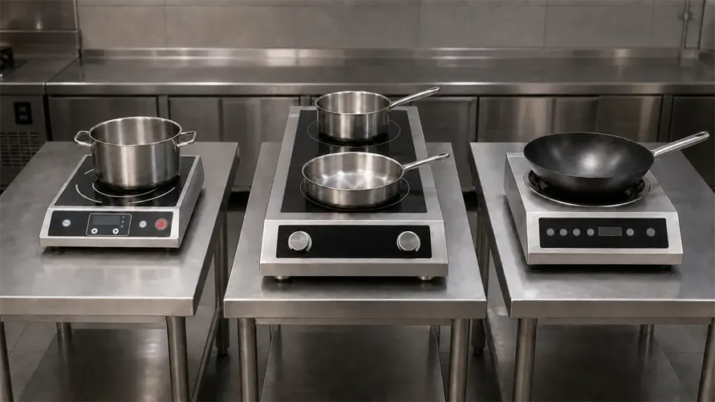 Plită cu o zonă, plită cu două zone și plită wok pentru HoReCa