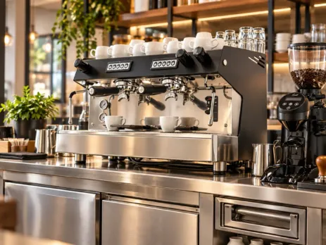 Stație profesională de cafea cu espressor, râșniță și modul inox