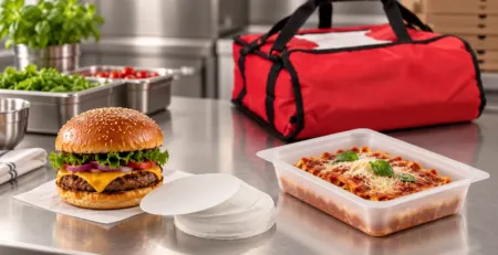 Ambalaje delivery pentru pizza, burger și preparate cu sos