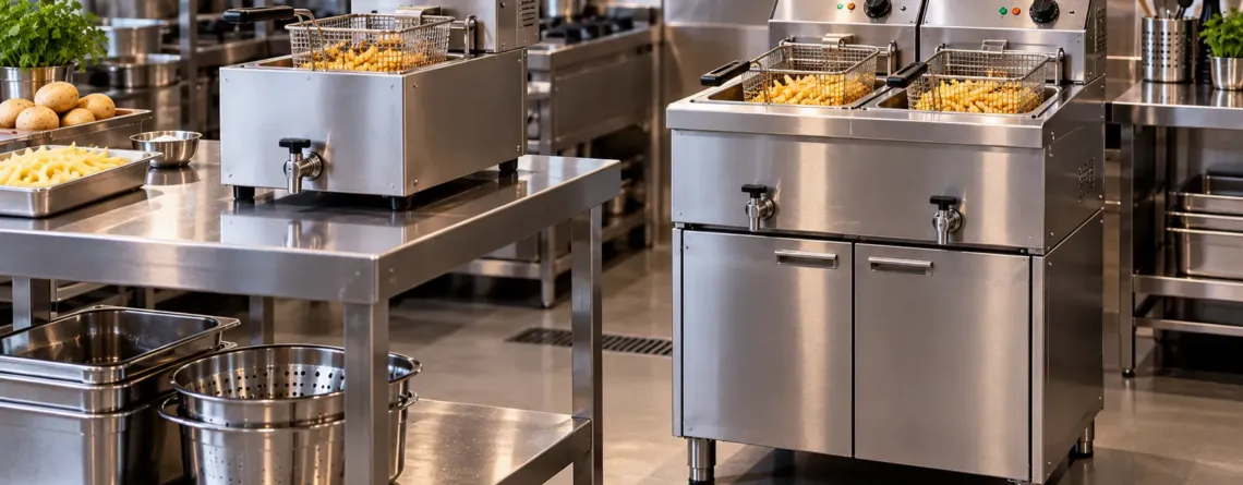 Friteuză de banc vs stand într-o bucătărie profesională