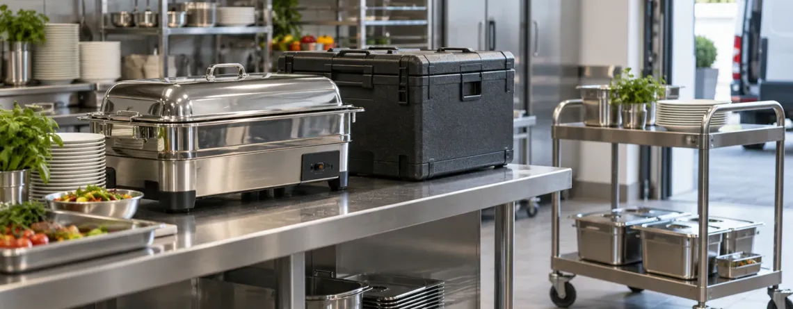 Stație de catering pregătită pentru transport și servire