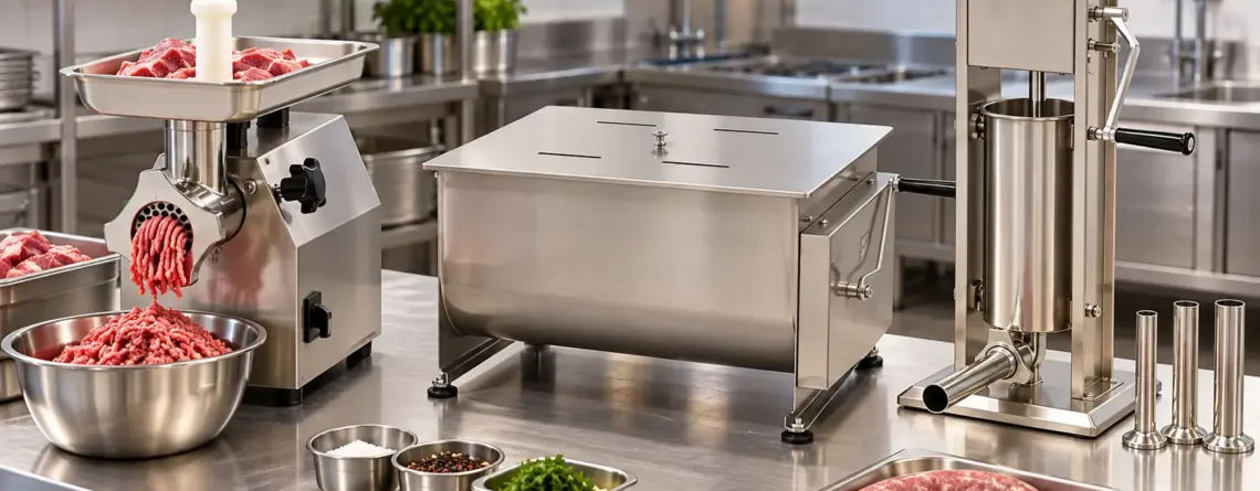 Flux profesional de pregătire a cărnii cu utilaje din inox