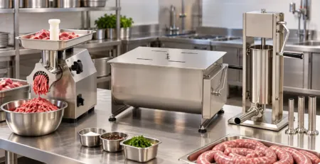 Flux profesional de pregătire a cărnii cu utilaje din inox