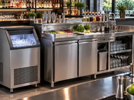 Mașină de gheață într-un cocktail bar profesional