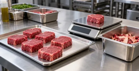 Stație HoReCa pentru cântărirea și porționarea controlată a cărnii