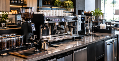 automatizare cafea HoReCa într-o stație profesională organizată