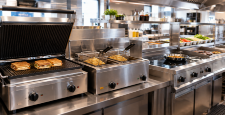 echipamente fast food profesionale într-o bucătărie quick service organizată pe flux