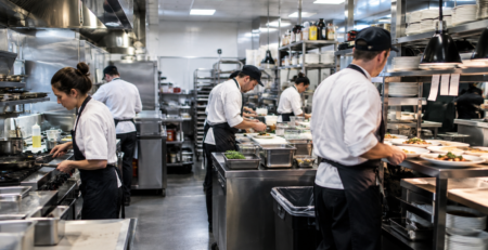 echipamente HoReCa subdimensionate într-o bucătărie profesională aglomerată