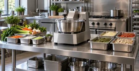 Stație de preparare într-o bucătărie profesională HoReCa
